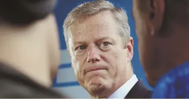  ?? STAFF FILE PHOTO BY ANGELA ROWLINGS ?? SHADES OF BROWN? Some Republican­s are concerned that Gov. Charlie Baker is taking the same tack as Scott Brown, trying to appeal Democrats while neglecting his base.