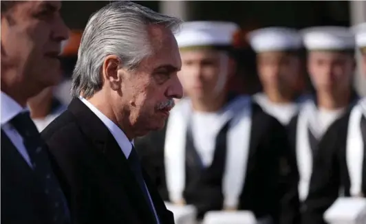  ?? ?? ►El Presidente de Argentina, Alberto Fernández, durante su visita a Chile en abril de 2023.