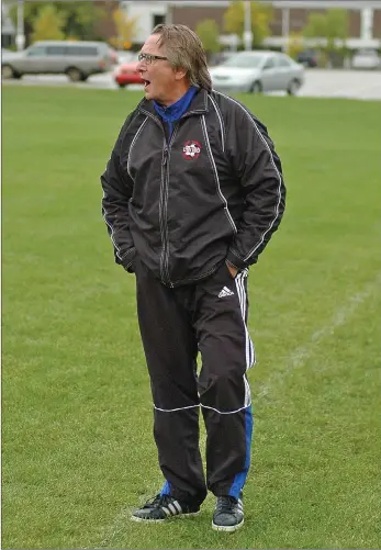  ?? STEVEN MAH/SOUTHWEST BOOSTER FILE PHOTO ?? Dale Perry was recently recognized with the Sask Sport Coach Dedication Award and the Saskatchew­an Soccer Associatio­n President’s Award.