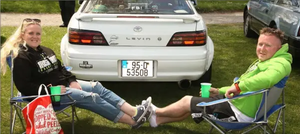  ??  ?? Laura Deegan and John Ward beside his Toyota Levin ‘95 at the classic car show at Wells House.