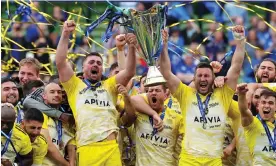  ?? ?? La Rochelle lifting the Champions Cup trophy in 2023. In 2028 there will be no victors, the top eight instead going to the Club World Cup. Photograph: David Rogers/Getty Images