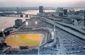  ?? BILL TIERNAN/STAFF FILE ?? The opening night of Harbor Park enlivens downtown Norfolk’s waterfront in 1993. It remains the home of the Triple-A Norfolk Tides and is along the Elizabeth River.