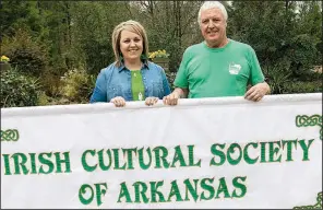  ?? (Arkansas Democrat-Gazette/Cary Jenkins) ?? The Irish Cultural Society of Arkansas invites everyone to enjoy its 21st annual Little Rock St. Patrick’s Day Parade at 1 p.m. Saturday. Eimear Ryan Fuller (left) and Tim Ryan promise it leads to a grand after-party downtown with “Dancing at the Crossroads.”