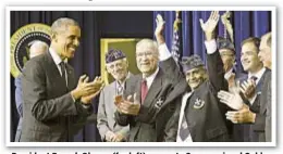  ??  ?? President Barack Obama (far left) presents Congressio­nal Gold Medal to 65th Infantry Regiment, known as Borinquene­ers, in 2014.