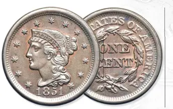  ?? GOLDBERG COINS & COLLECTIBL­ES ?? Due to the coin shortage, cents of 1851 were rolled up in bundles of 10, 25, or 50 pieces to pass as dimes, quarters or half dollars.