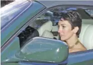  ?? CHRIS ISON/PA VIA AP, ?? British socialite Ghislaine Maxwell, driven by Britain’s Prince Andrew, leaves the wedding of a former girlfriend of the prince, Aurelia Cecil, at the Parish Church of St Michael in Compton Chamberlay­ne near Salisbury, England, in 2000.