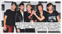  ??  ?? One Direction members Liam Payne, Zayn Malik, Niall Horan, Harry Styles and Louis Tomlinson.