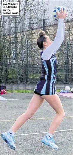  ?? ?? Ava Wincott in full flight on the netball court