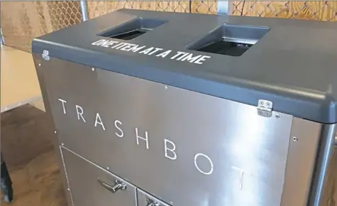  ?? Nora Shelly/Post-Gazette ?? Pttsburgh startup Clean Robotics began out of AlphaLab, an East Liberty startup accelerato­r. The TrashBot has a screen above it that shows the inside of the sorting process, as well as educationa­l videos about what is and isn't recyclable.