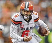  ?? MICHAEL HICKEY / GETTY IMAGES ?? New Browns’ coach Kevin Stefanski said Baker Mayfield has the “natural” tools to improve his completion accuracy as a passer.
