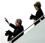  ??  ?? President George W. Bush carried dog Barney as his wife carried Beazley as they disembarke­d from Air Force One in 2005. (AFP)