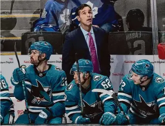  ?? Jeff Chiu/Associated Press ?? Coach David Quinn was 41-98-25 in his two seasons behind the Sharks’ bench. He was let go with one year remaining on his contract.