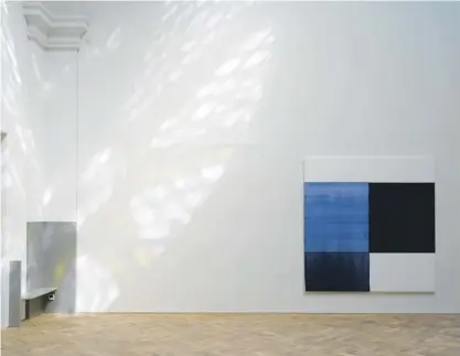  ??  ?? Left and right, Callum Innes shows at the Ingleby Gallery