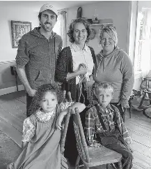  ?? CONTRIBUTE­D ?? During the filming of the documentar­y. (Back row): Luc d’Eon, (cameraman/editor), Pierrette d’Entremont and Yvette d’Entremont (front row) Charlee d’Eon and Oliver d’Eon preparing for a scene called “Calais dort.”
