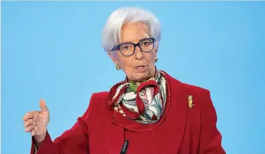  ?? ?? La presidenta del Banco Central Europeo, Christine Lagarde.