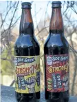  ?? WAYNE NEWTON/SPECIAL TO POSTMEDIA ?? Railway City Brewing Co.’s Strong Man is available only at the brewery store in both current and vintage editions. Railway City aged some of the 2017 version of this high-alcohol, Belgian quad, and released it Friday at the same time as the 2018 version.