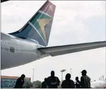  ?? PHOTO: BLOOMBERG ?? The logo of South African Airways sits on the tailfin of an Airbus Group NV A340-600 aircraft. SAA has been receiving the lion’s share of government bailouts totalling R467bn to state-owned enterprise­s.