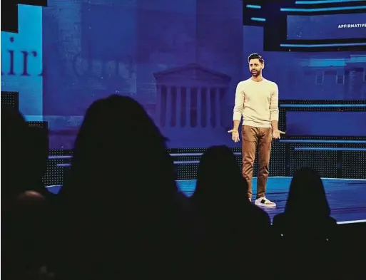  ?? Bryan Derballa / New York Times ?? With “Patriot Act,” Hasan Minhaj, a former “Daily Show” correspond­ent, covers news most late-night hosts ignore, and looks to defy Netflix’s spotty talk show track record.