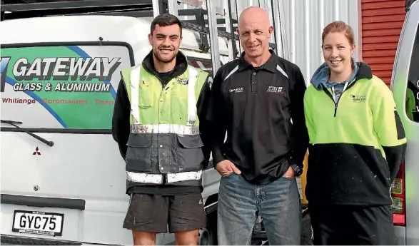  ?? TAMARA THORN/FAIRFAX NZ ?? Brendon Shepard, Shawn Evans, and Shevonne Evans from Gateway Glass Tokoroa.