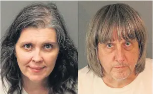  ??  ?? SHAMED: The official police mugshots of parents Louise and David Turpin