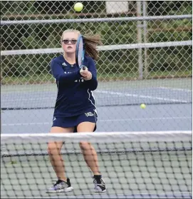  ?? File photo by Ernest A. Brown ?? Lincoln sophomore No. 1 singles player Emma DiPardo, above, was not only the No. 1 player in Division II this season but she also won a match at the RIIL individual state tournament.