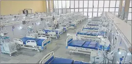  ?? DEEPAK GUPTA/HT PHOTO ?? Beds are set up in the ICU ward of DRDO Covid hospital. Most of the work has been completed to start the hospital at Awadh Shilpgram in Lucknow.