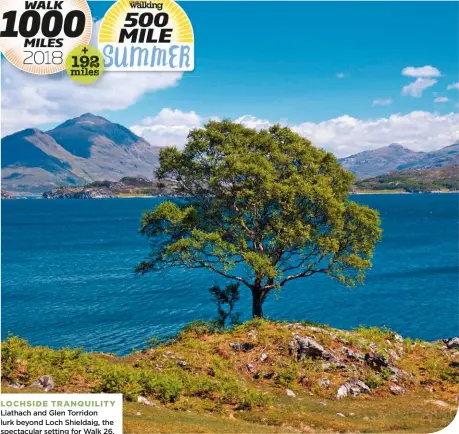  ??  ?? LOCHSIDE TRANQUILIT­Y Liathach and Glen Torridon lurk beyond Loch Shieldaig, the spectacula­r setting for Walk 26.