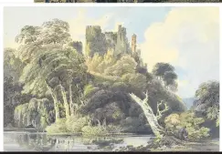  ??  ?? Watercolou­r view of Berry Pomeroy Castle, Devon, by Thomas Girtin sold for £80,500 at Christie’s in London in November 2013