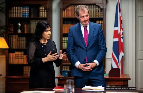  ?? ?? Baroness Warsi and Alastair Campbell