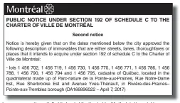  ?? ARCHIVES ?? The city’s newspaper notice satisfied its legal obligation to identify the lots it was taking.