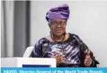  ?? — AFP ?? DAVOS: Director-General of the World Trade Organizati­on (WTO) Ngozi Okonjo-Iweala attends a session on the closing day of the World Economic Forum (WEF) annual meeting in Davos.
