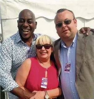  ??  ?? Breakfast Show presenters Cassie James and Andrew Hegarty at the Southport Flower Show with top celebrity chef Ainsley Harriott