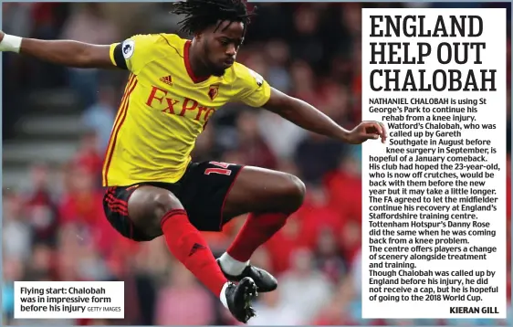  ?? GETTY IMAGES ?? Flying start: Chalobah was in impressive form before his injury