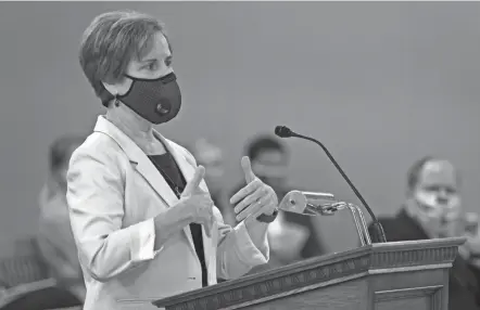  ?? ADAM CAIRNS/COLUMBUS DISPATCH FILE ?? State Medicaid director Maureen Corcoran announced six companies would split work for the $20 billion program to handle managed care for Ohio's poor and disabled residents.