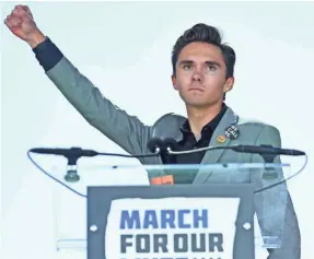  ?? JIM WATSON/AFP/GETTY IMAGES ?? Parkland survivor David Hogg has become one of the most prominent faces in the gun control movement.