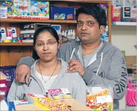  ??  ?? Bad run: Whitby dairy owners Roshni and Jimmy Patal, who chased a young man after he tried to hold up their store on Monday night.