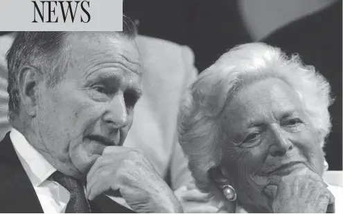  ?? PAUL SANCYA / THE ASSOCIATED PRESS FILES ?? Former U.S. president George H.W. Bush and former first lady Barbara Bush at the 2004 Republican National Convention in New York. Barbara Bush died Tuesday at age 92 in Houston with her family at her side.