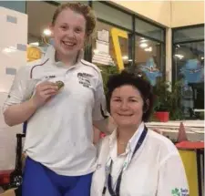  ??  ?? Jade Murphy and Sligo Swim Club coach & Swim Ireland official, Katie Maher.