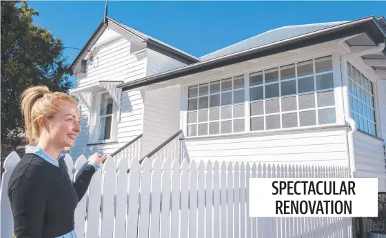  ?? Picture: Nev Madsen. ?? TRANSFORME­D: Aimee Morrisby outside her renovated cottage in Lindsay Street, which was built in the 1940s.