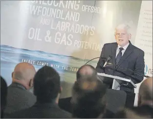  ?? RHONDA HAYWARD/THE TELEGRAM ?? Ed Martin, president and CEO of Nalcor Energy, provided an update on the province's oil and gas sector at the Johnson GEO Centre Thursday.
