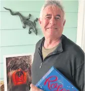  ?? PHOTO: Supplied. ?? John Collier with his work ‘Karangahak­e’ and his prize as the People’s Choice award winner.