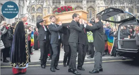  ?? Pictures: PA. ?? Mr Benn’s coffin is carried by members of his family.