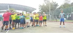  ??  ?? Christian (right) during a session with some of the local junior players at the Kota Kinabalu Sports Complex.