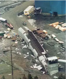  ?? KERRY DOUBLEDAY/THE CANADIAN PRESS FILE PHOTO ?? An aerial view of the entrance to the Westray mine on May 11, 1992.