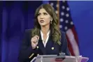  ?? John Raoux/AP ?? South Dakota’s governor, Kristi Noem, has emerged as a popular surrogate for former president Donald Trump. Photograph: