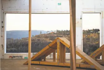  ??  ?? A building under constructi­on on Russell Drive in Paradise, one of a few hundred homes that have been rebuilt since the 2018 Camp Fire ripped through the Butte County community.