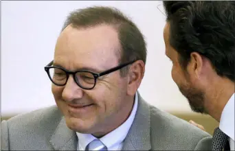  ?? STEVEN SENNE — THE ASSOCIATED PRESS FILE ?? In this file photo, actor Kevin Spacey listens to attorney Alan Jackson during a pretrial hearing at district court in Nantucket, Mass.