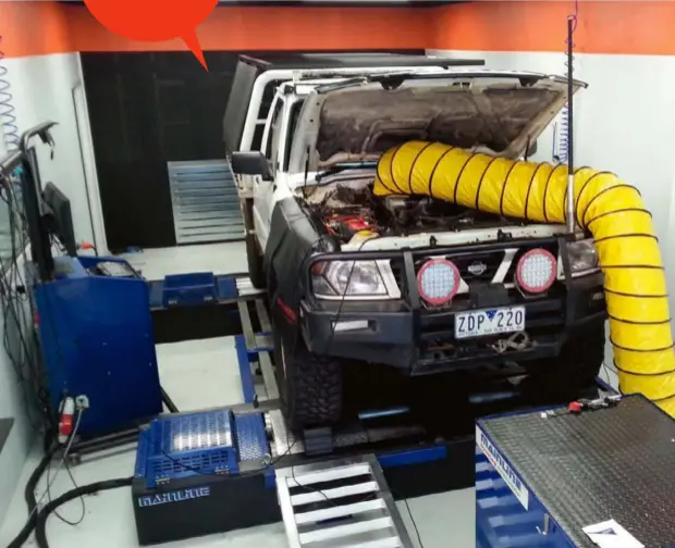  ??  ?? A dyno is also known as a rolling road, where the tuner can mimic different conditions, including airflow through an intercoole­r. ROLLING ROAD