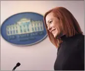 ?? Chip Somodevill­a / Getty Images ?? White House Press Secretary Jen Psaki talks to reporters during a news conference at the White House on Feb. 3, in Washington, D.C.
