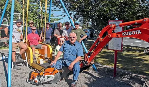  ??  ?? It took volunteers a full day to remove the swing from its Thornton Rd location in Cambridge. It will be moved to a school in Hamilton.